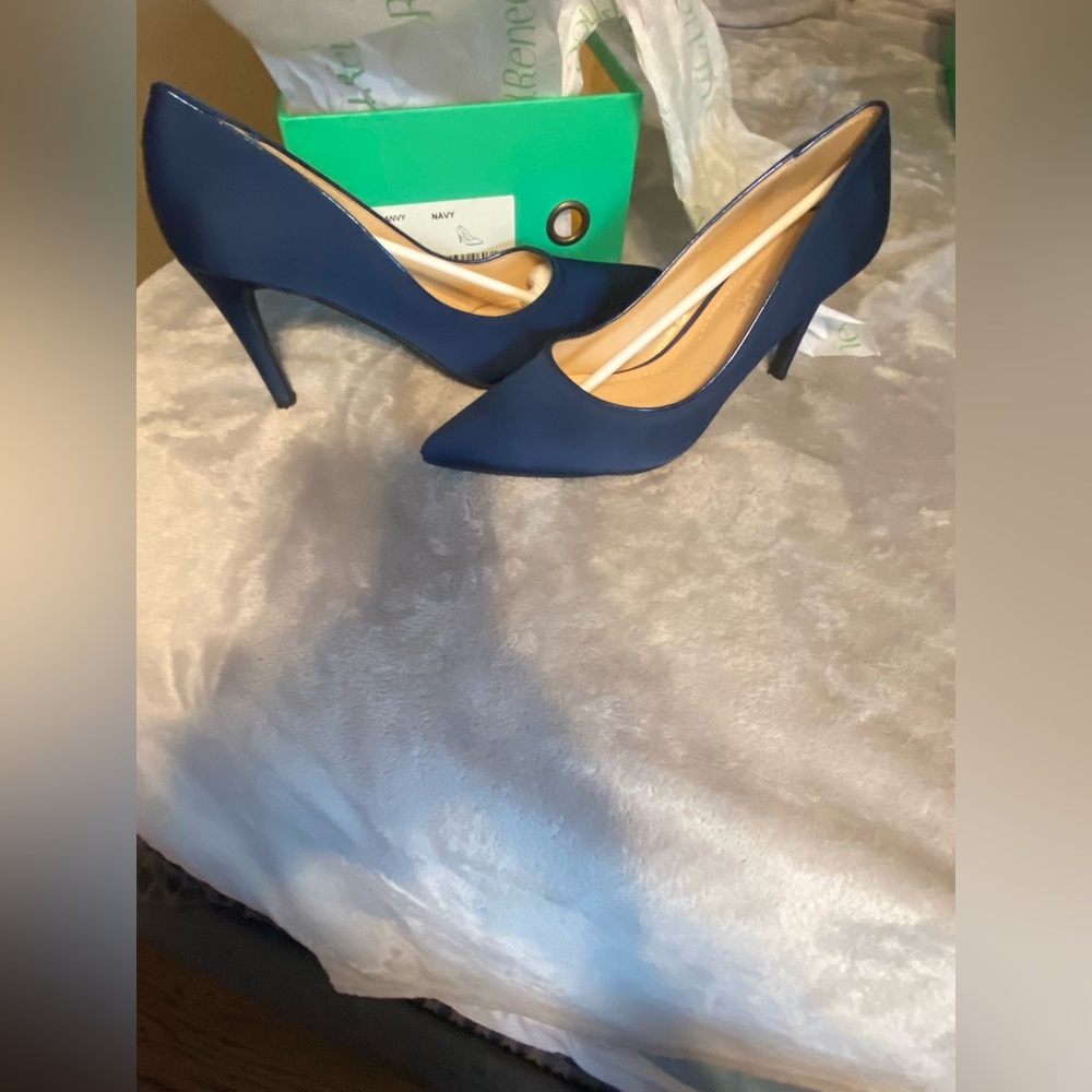 J. Renee Canaro Heels Navy Satin Size 8.5 Narrow